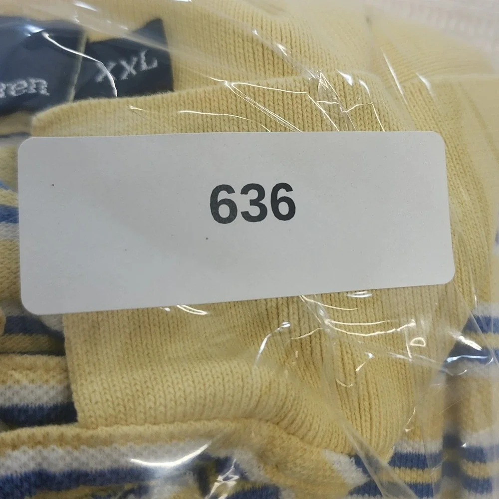Polo Ralph Lauren‎ Mens XXL Yellow Blue Striped Short Sleeve Pique Polo Shirt